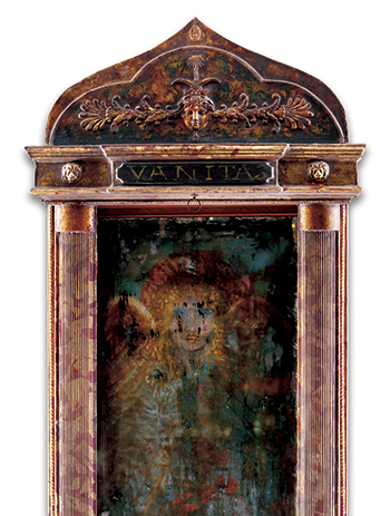 William Adair,  Vanitas Futilitumas,  mirror, oil and canvas, 66 x 35 in., 1991
