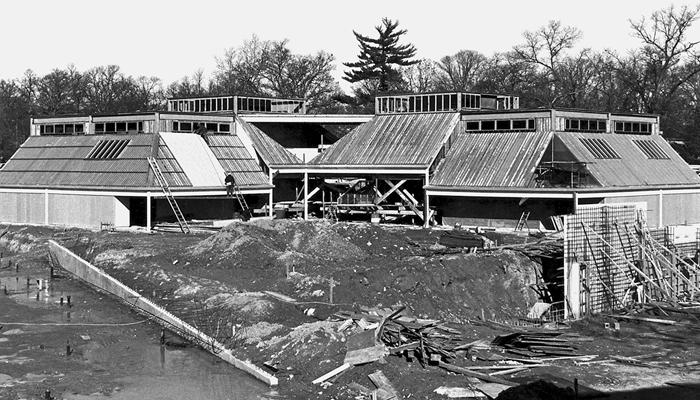 Mathematics, Nursing, and Social Science Pavilions under construction on the Takoma Park Campus. (October 1973.)