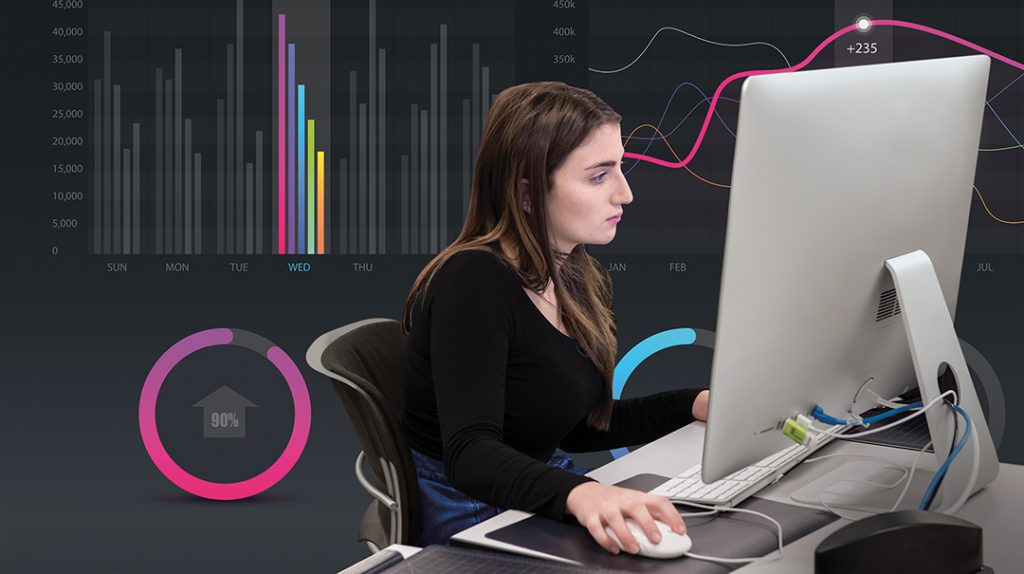 Data science woman at computer 
