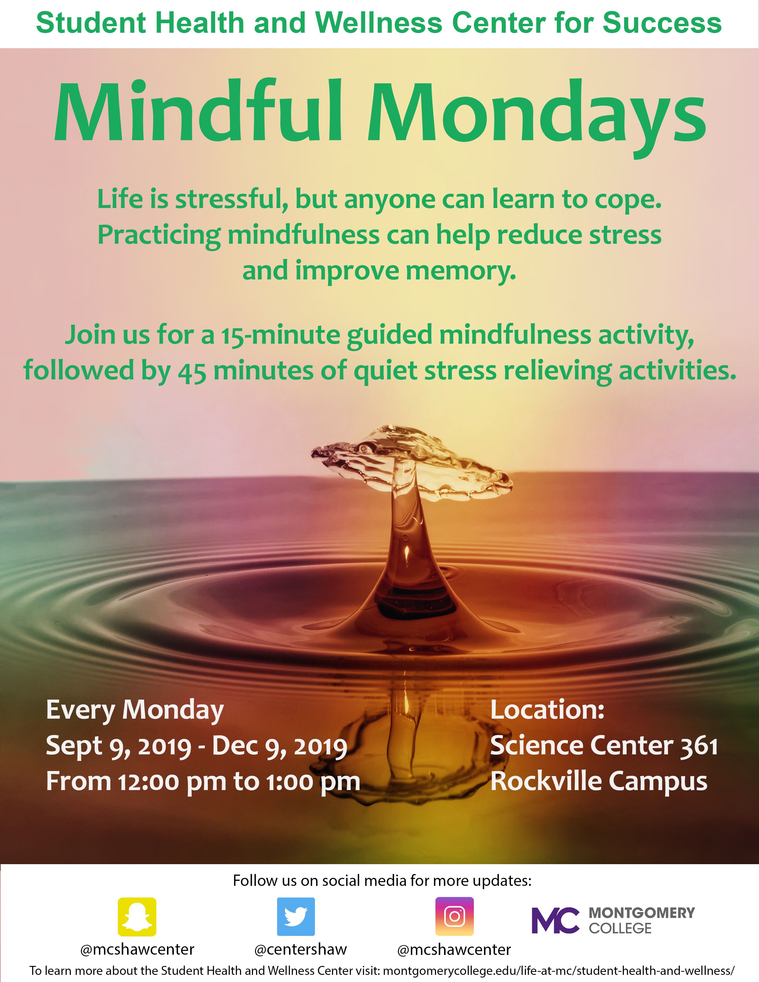 Flyer for Mindful mondays