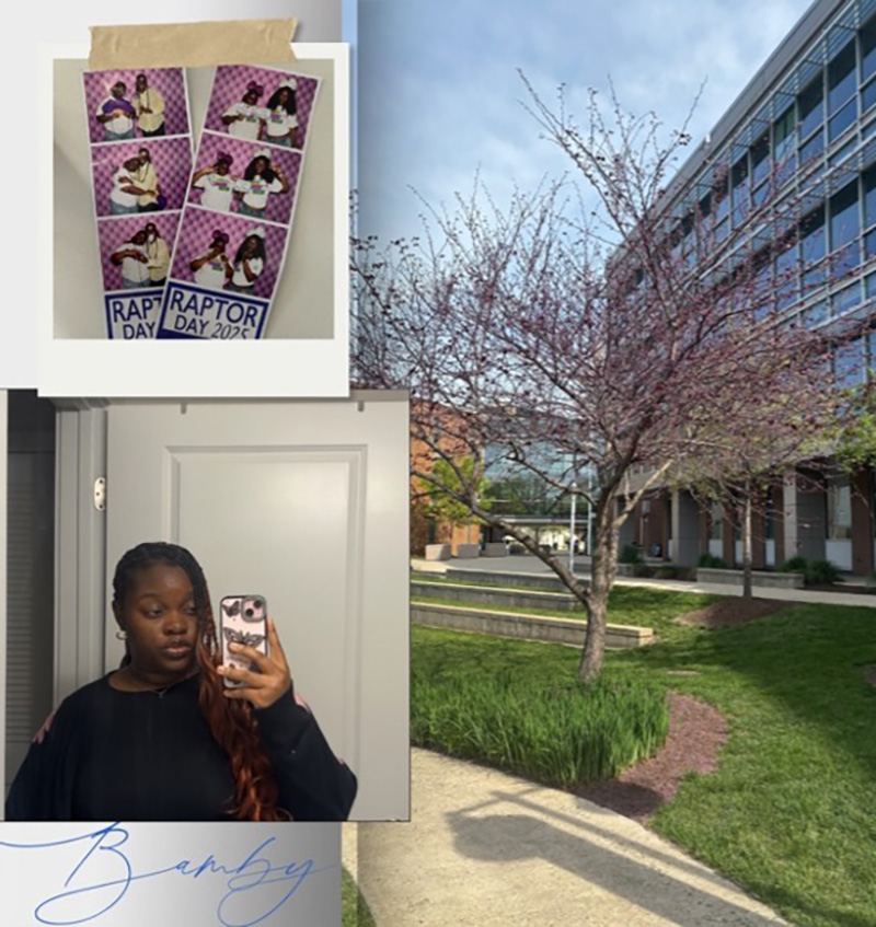collage of photos and a campus shot of Montgomery College