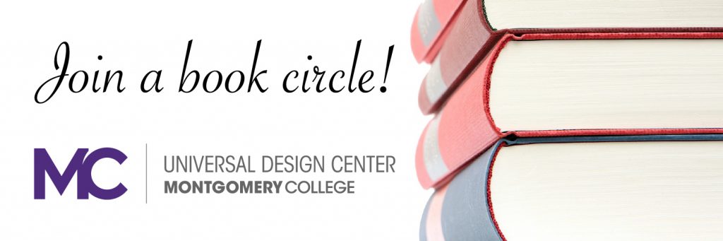 Join a book circle with the M.C. Universal Design Center text next to stacked books