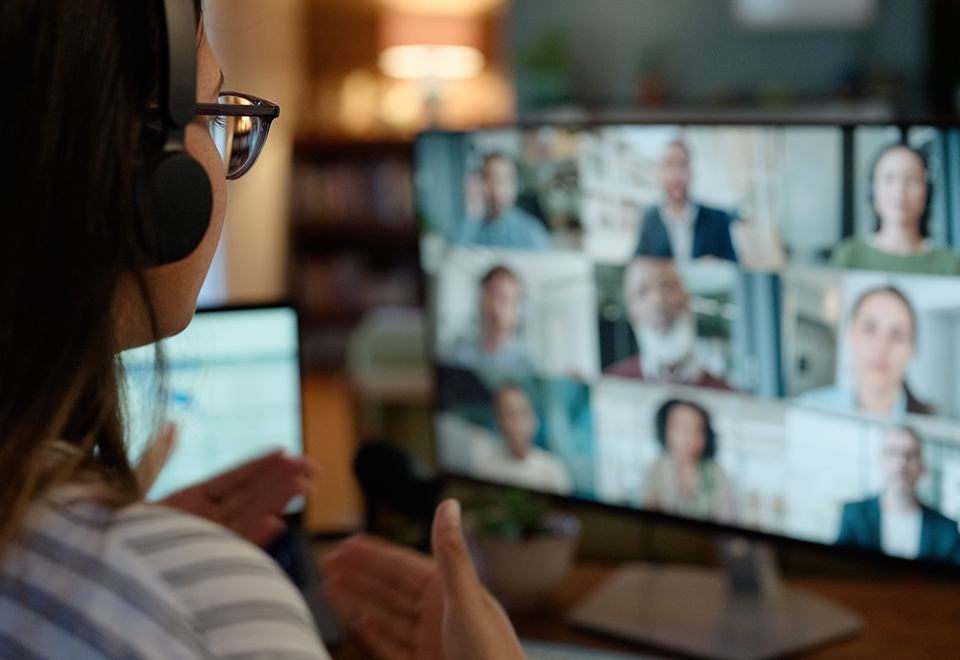 Individual attending an online zoom call